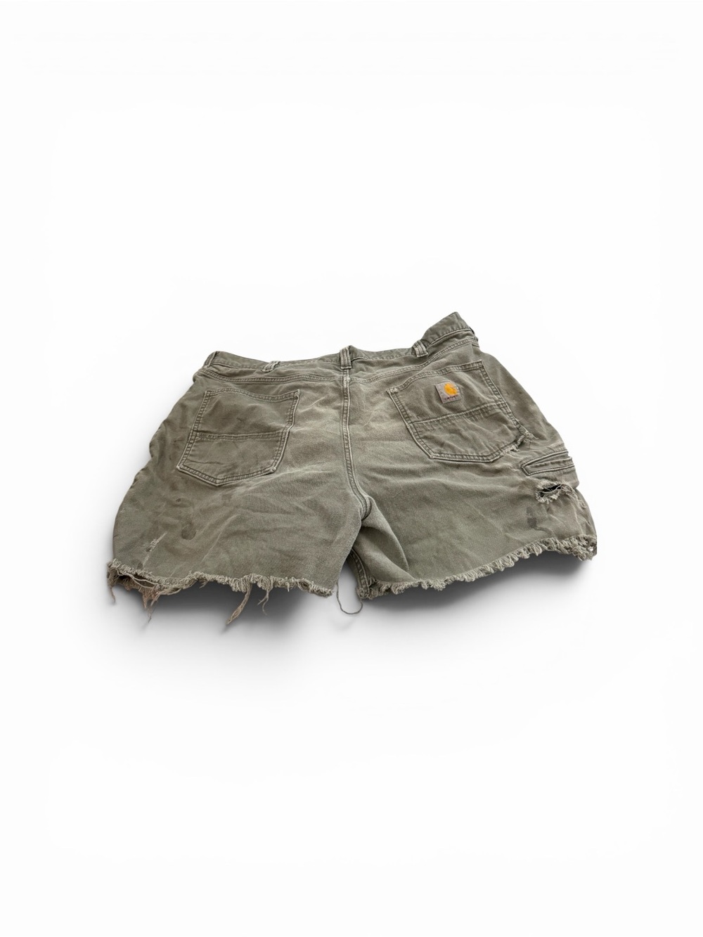 Carhartt Women's Olive Utility Cutoff Shorts with Frayed Hem Waist 40
